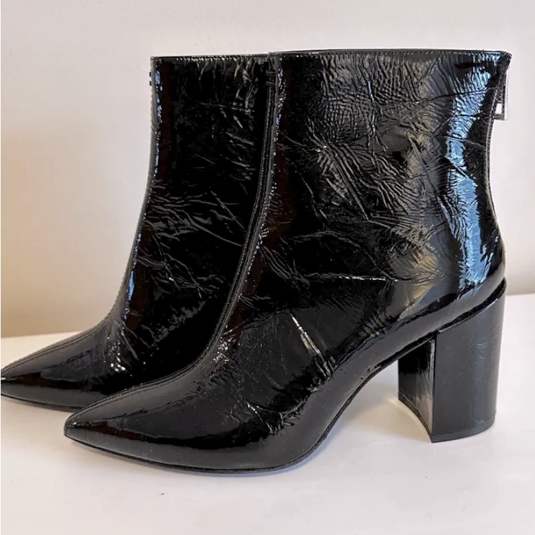 Nwot Zadig & Voltaire Paris Glimmer Vernis Boots, Black Patent Leather Size 37